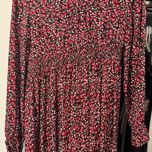 Floral Long Sleeve Dress - Black and Pink